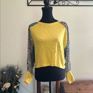 Umgee Yellow Boho Long Sleeve Women's Top | Small